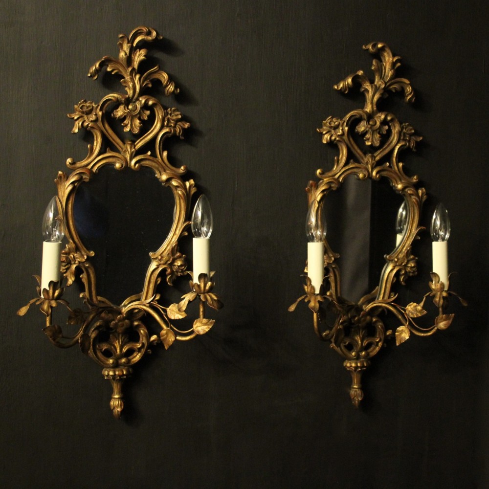Italian Pair Giltwood Twin Arm Girandoles