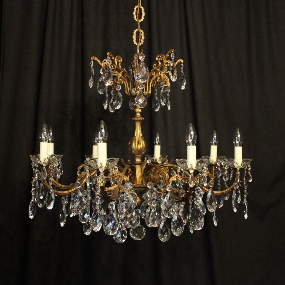 Italian Gilded Bronze 8 Light Antique Chandelier