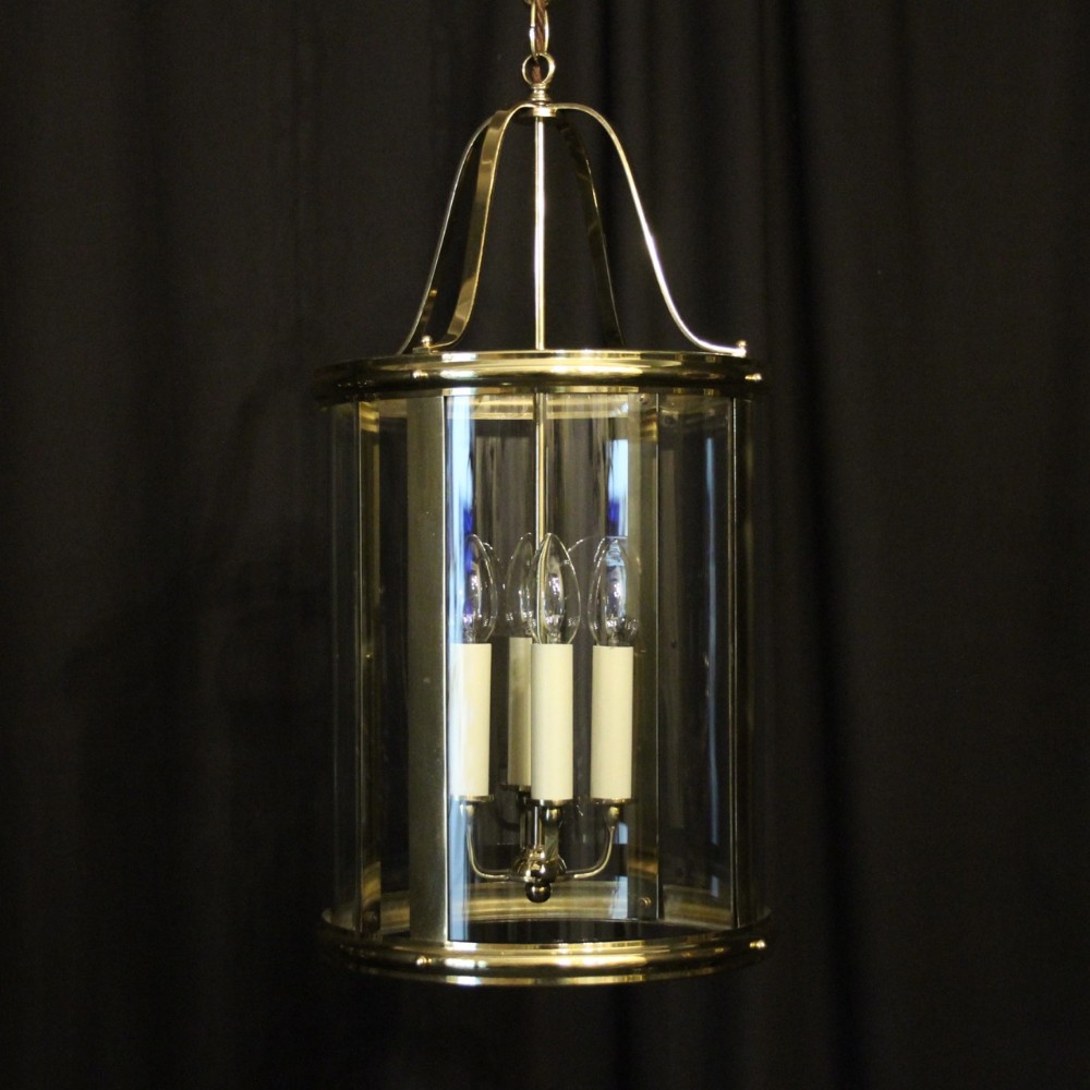 French Large Brass Four Light Antique Hall Lantern