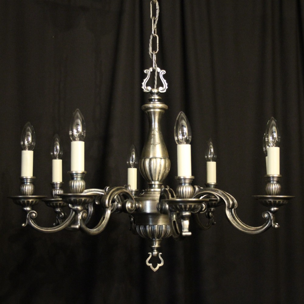 French Silver Plated 8 Light Chandelier