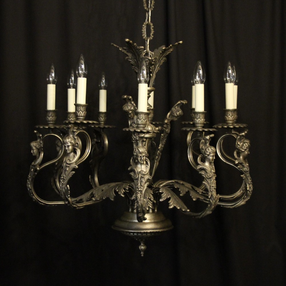 Italian Silver Gilded 10 Light Chandelier