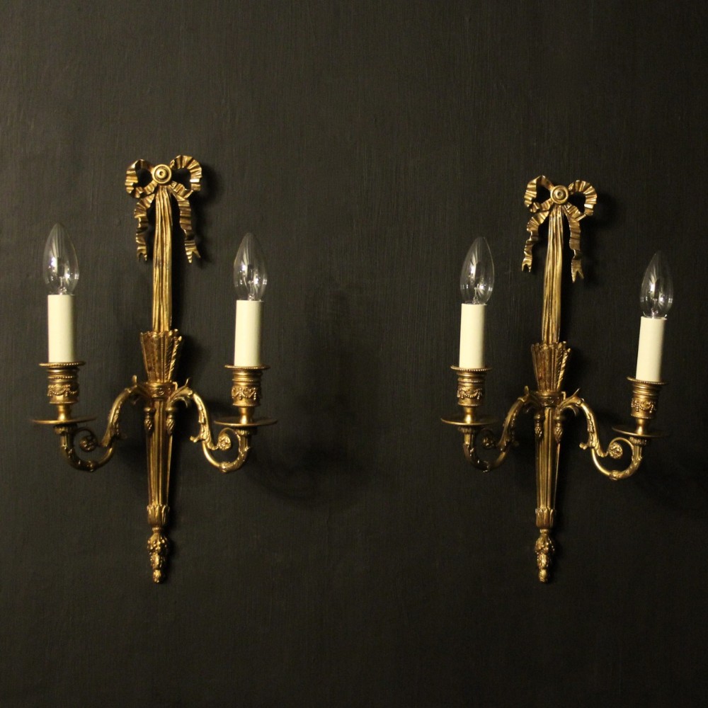 French Gilded Brass Antique Wall Lights