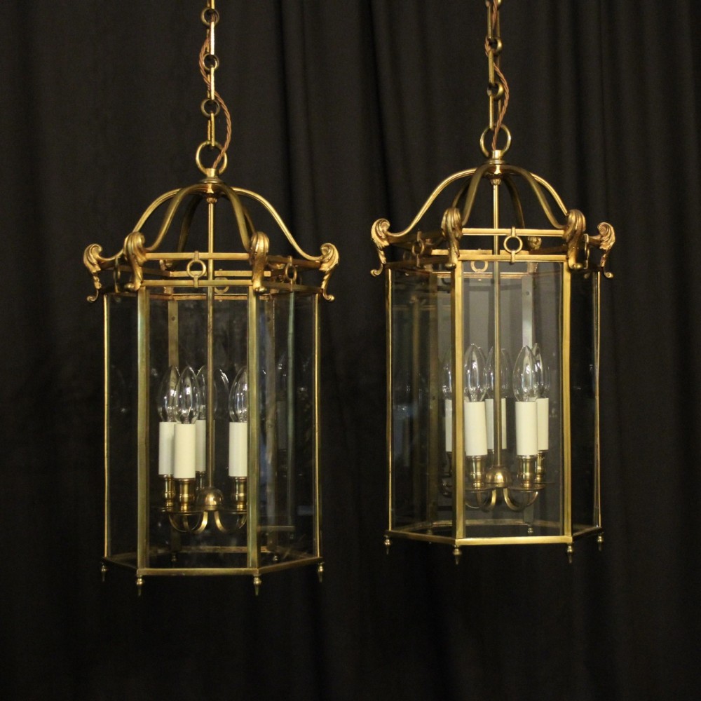 French Pair Of Gilded Antique Hall Lanterns