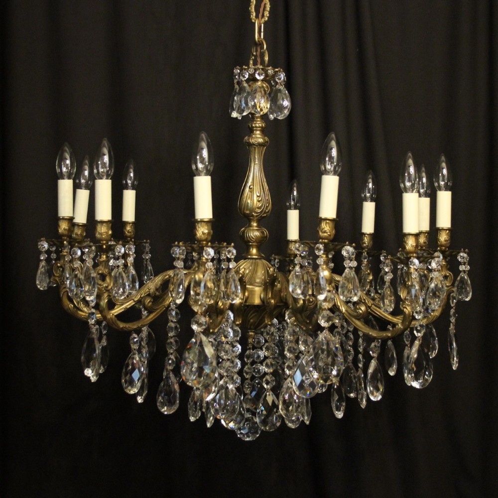 Italian Gilded Brass 12 Light Chandelier