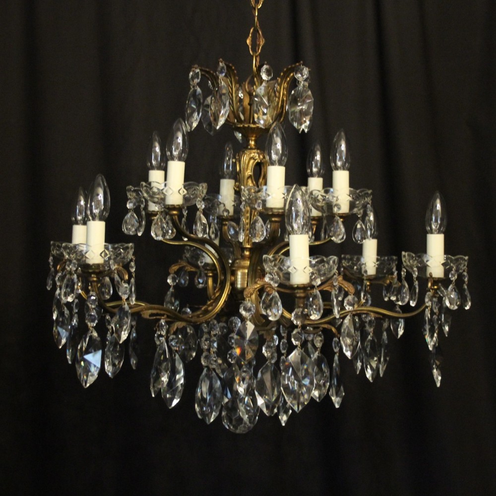 Italian Gilded 16 Light Double Tiered Antique Chandelier
