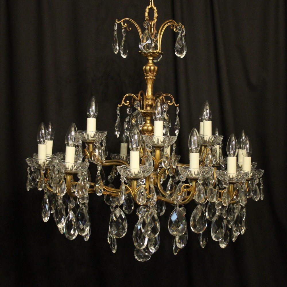 Italian 18 Light Gilded Bronze Antique Chandelier
