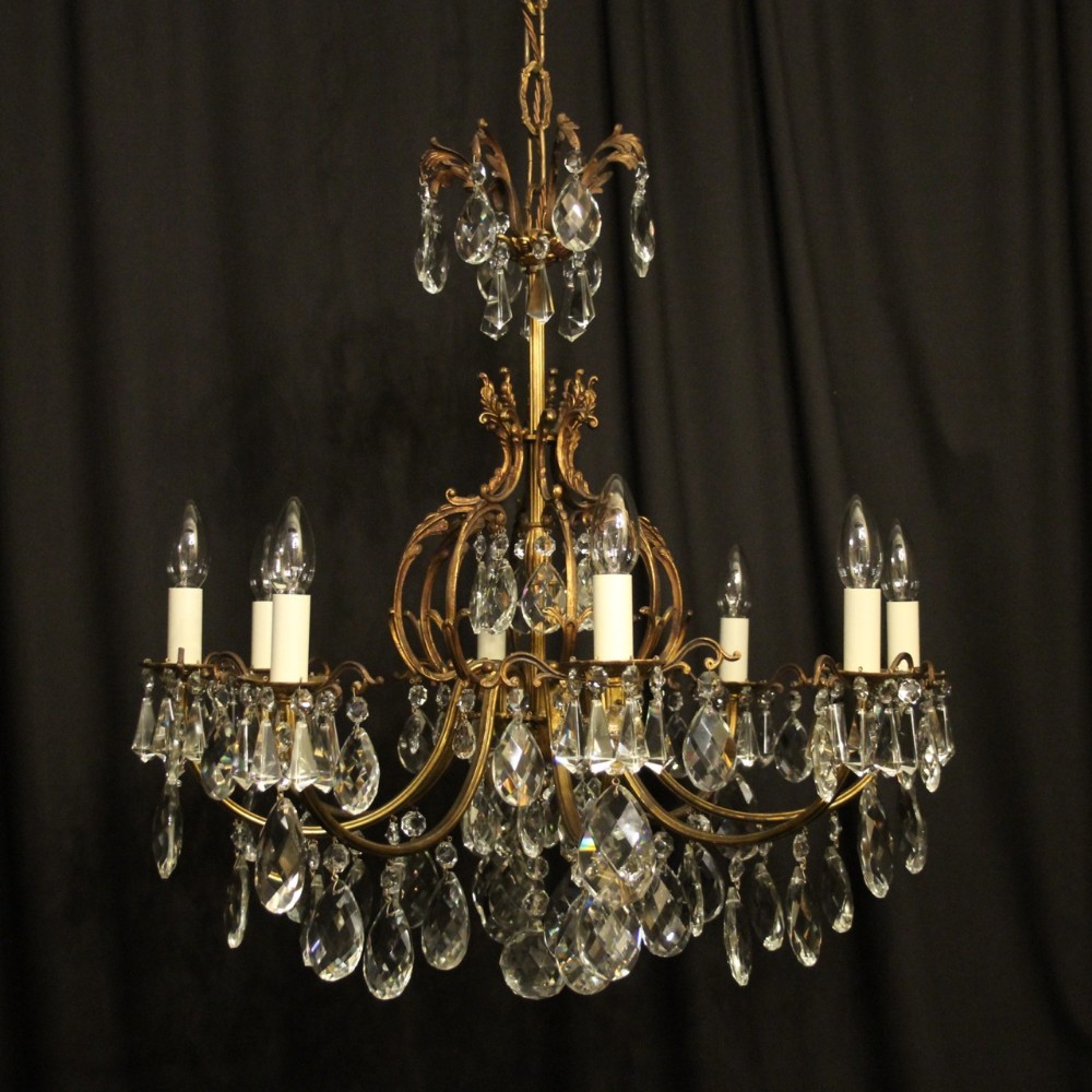 Italian Gilded Bronze 8 Light Antique Chandelier 