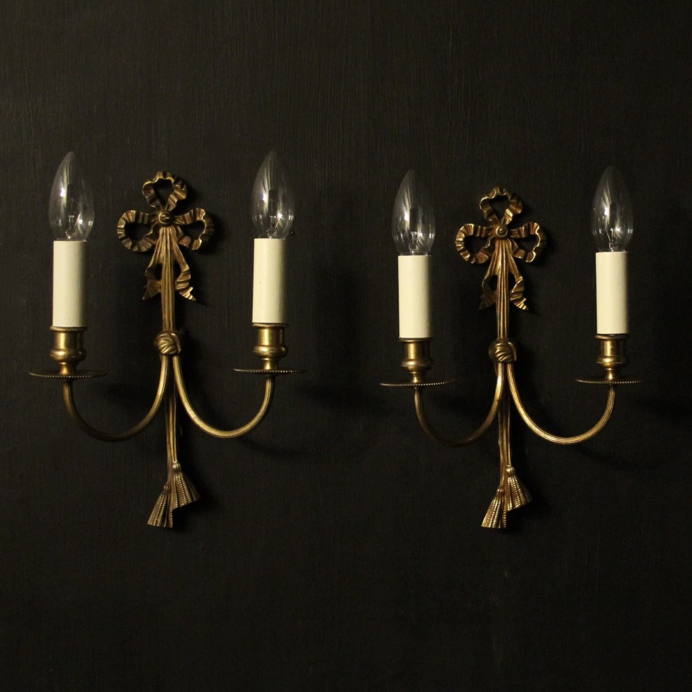 French Twin Arm Gilded Antique Wall Lights