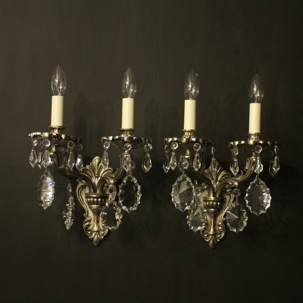 Italian Pair Of Silver Gilded Antique Wall Lights