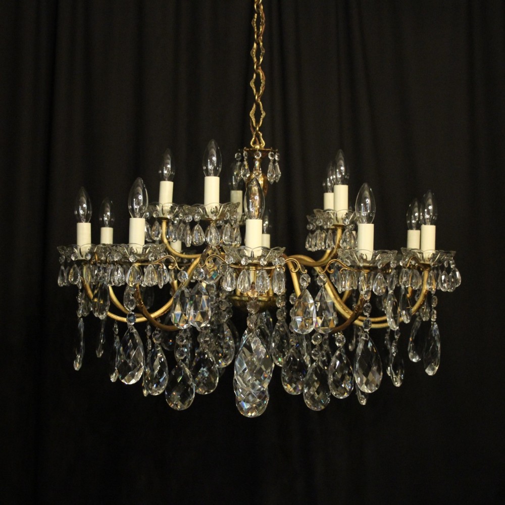 Italian Gilded 15 Light Double Tiered Antique Chandelier