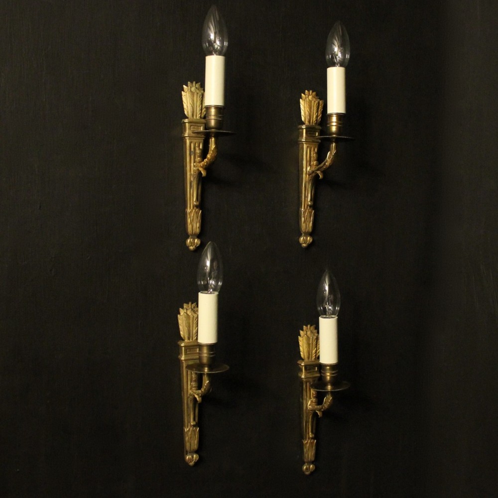 French Set Of 4 Single Arm Gilded Antique Wall Lights
