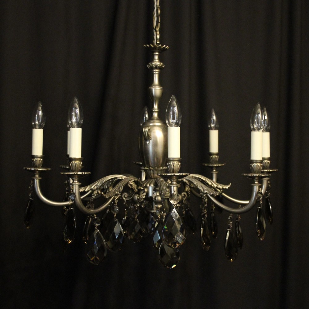 French Silver Gilded Brass 8 Light Chandelier