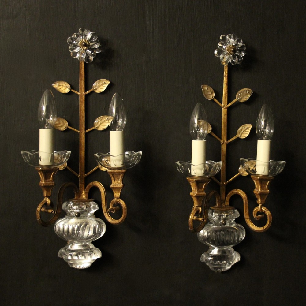 French Pair Of 'Maison Baques' Wall Lights