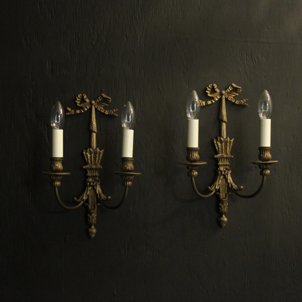 French Pair Of Bronze Antique Wall Lights