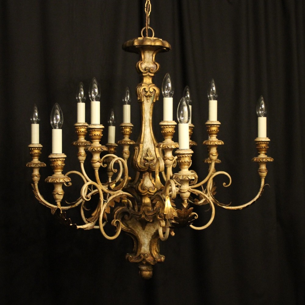 Florentine 12 Light Wooden Polychrome Chandelier