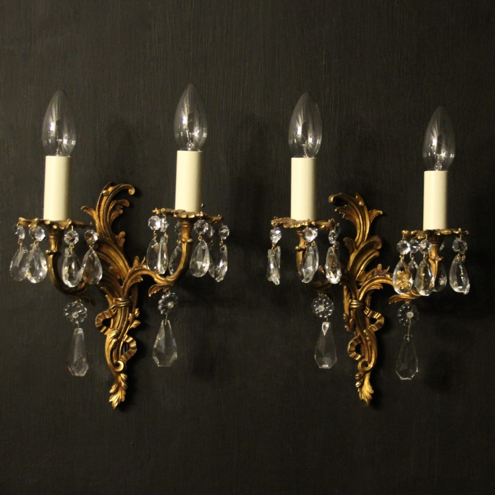 French Pair Of Gilded Antique Wall Lights