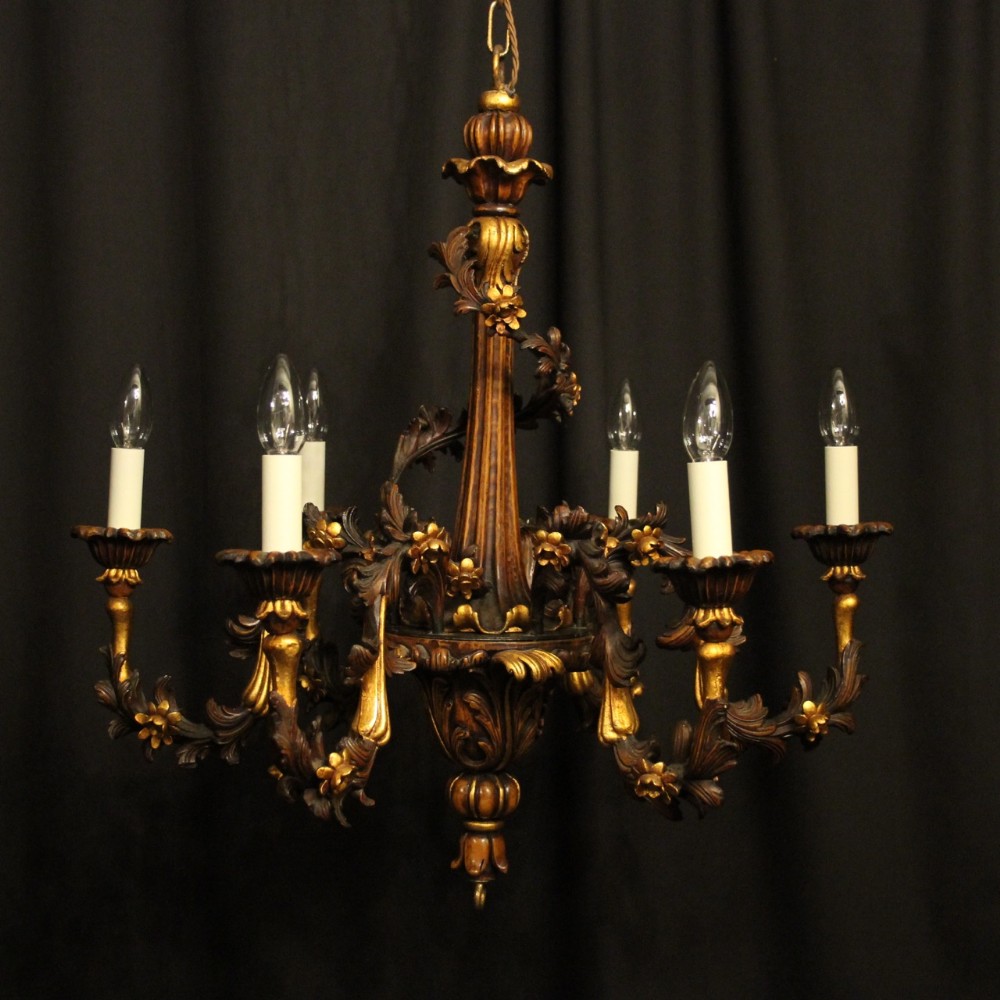 Italian Florentine Giltwood 6 Light Chandelier