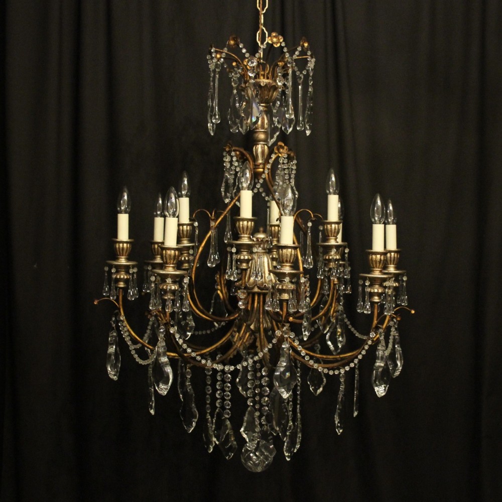 Italian Florentine 12 Light Polychrome Chandelier