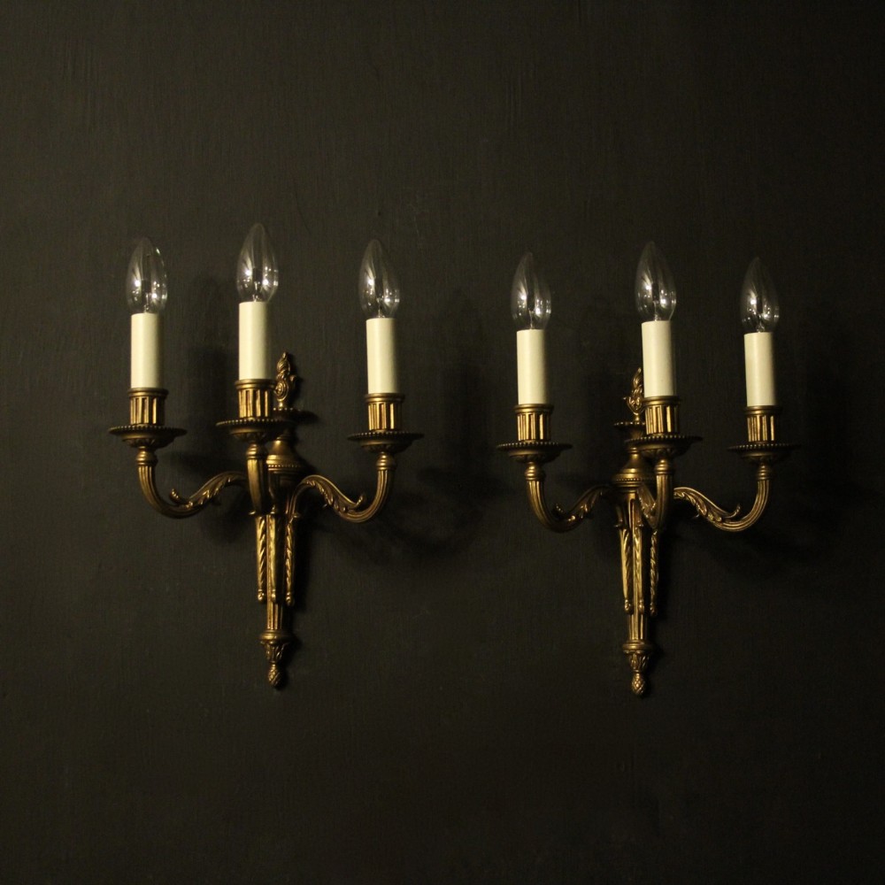 French Pair Of Gilded Bronze Antique Wall Lights