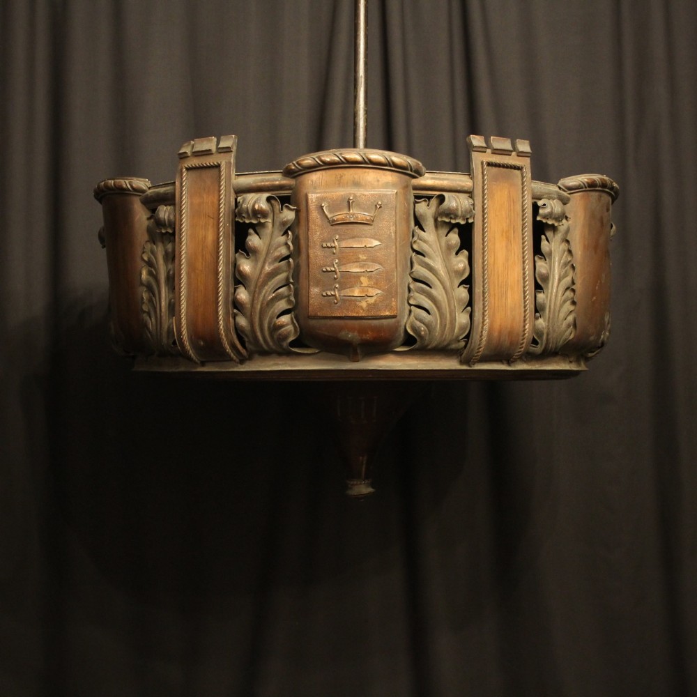 English Large Copper 8 Light Antique Uplighter