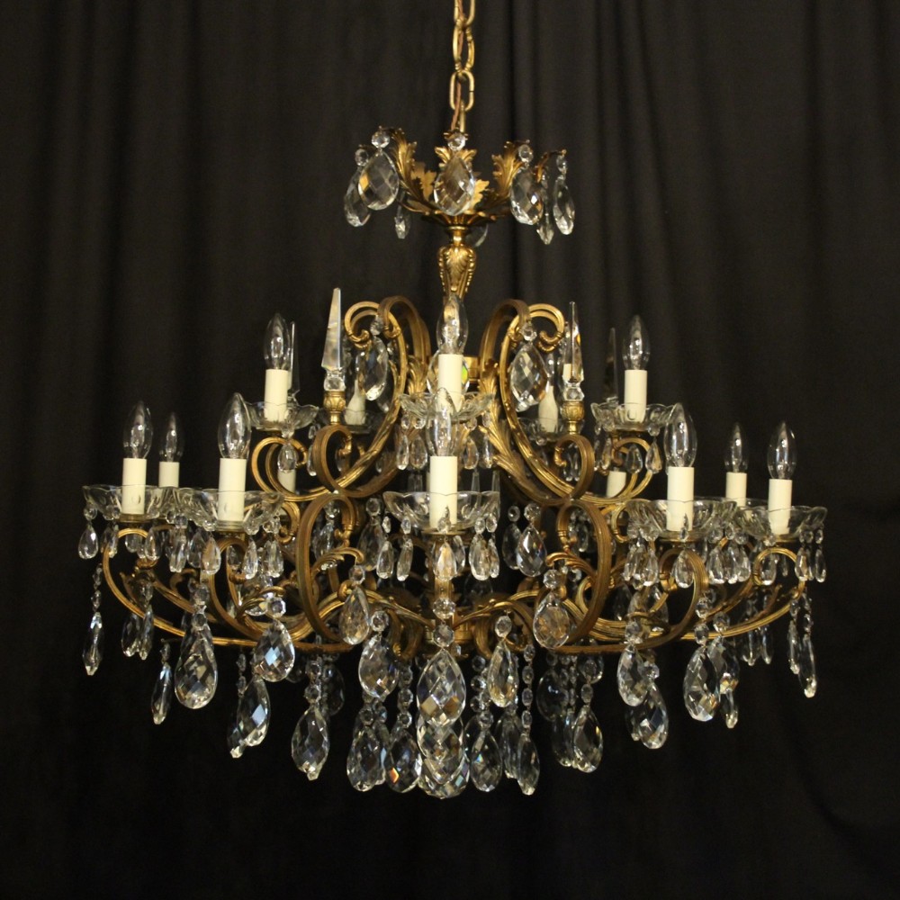 Italian Gilded & Crytsal 16 Light Antique Chandelier