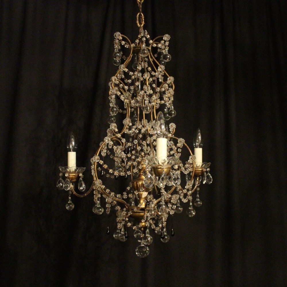 Italian Florentine Triple Light Antique Chandelier