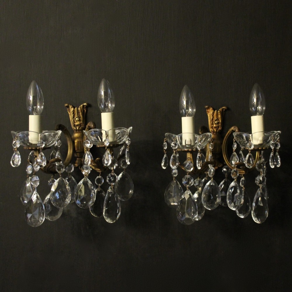 Italian Gilded Twin Arm Antique Wall Lights