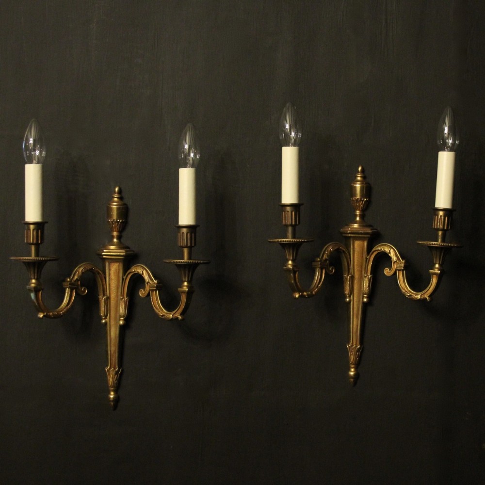 French Pair Of Gilded Twin Arm Antique Wall Lights