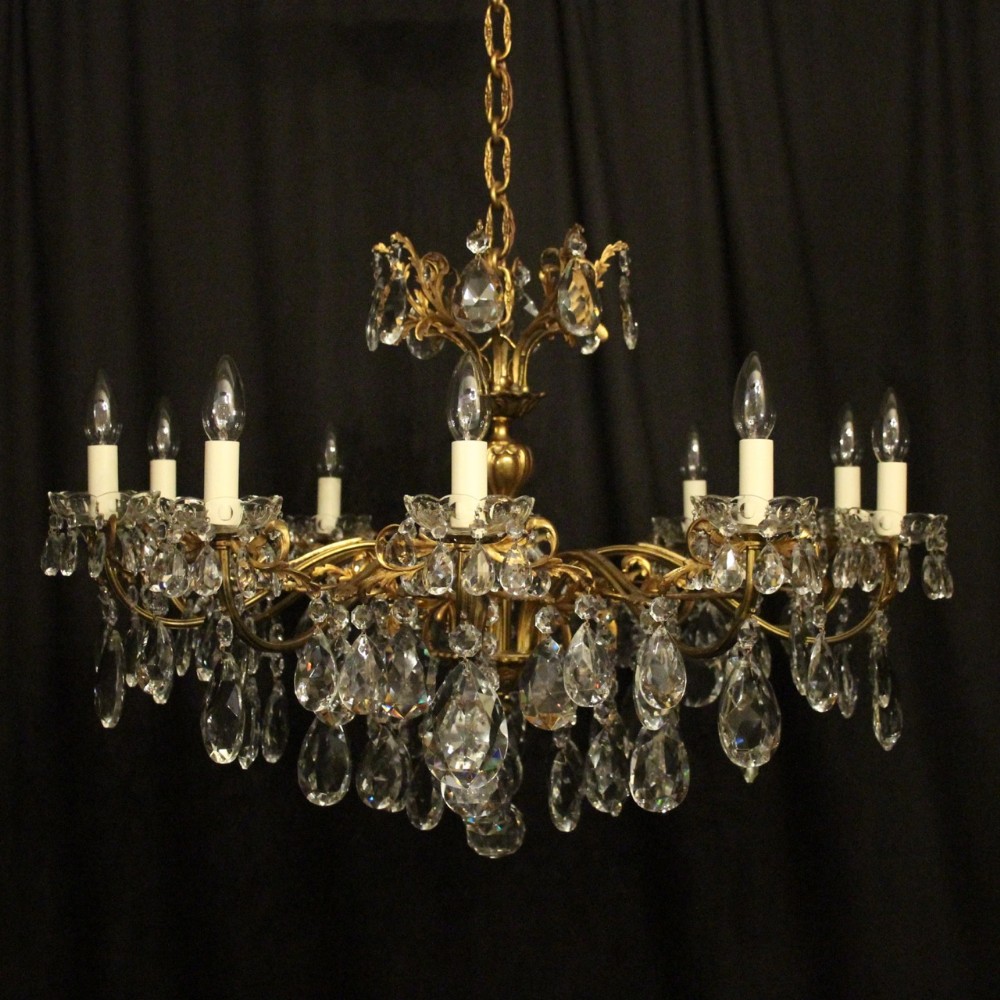 Italian Gilded Bronze 10 Light Antique Chandelier