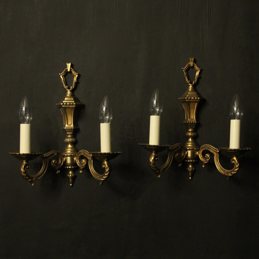 French Pair Of Bronze Twin Arm Antique Wall Lights