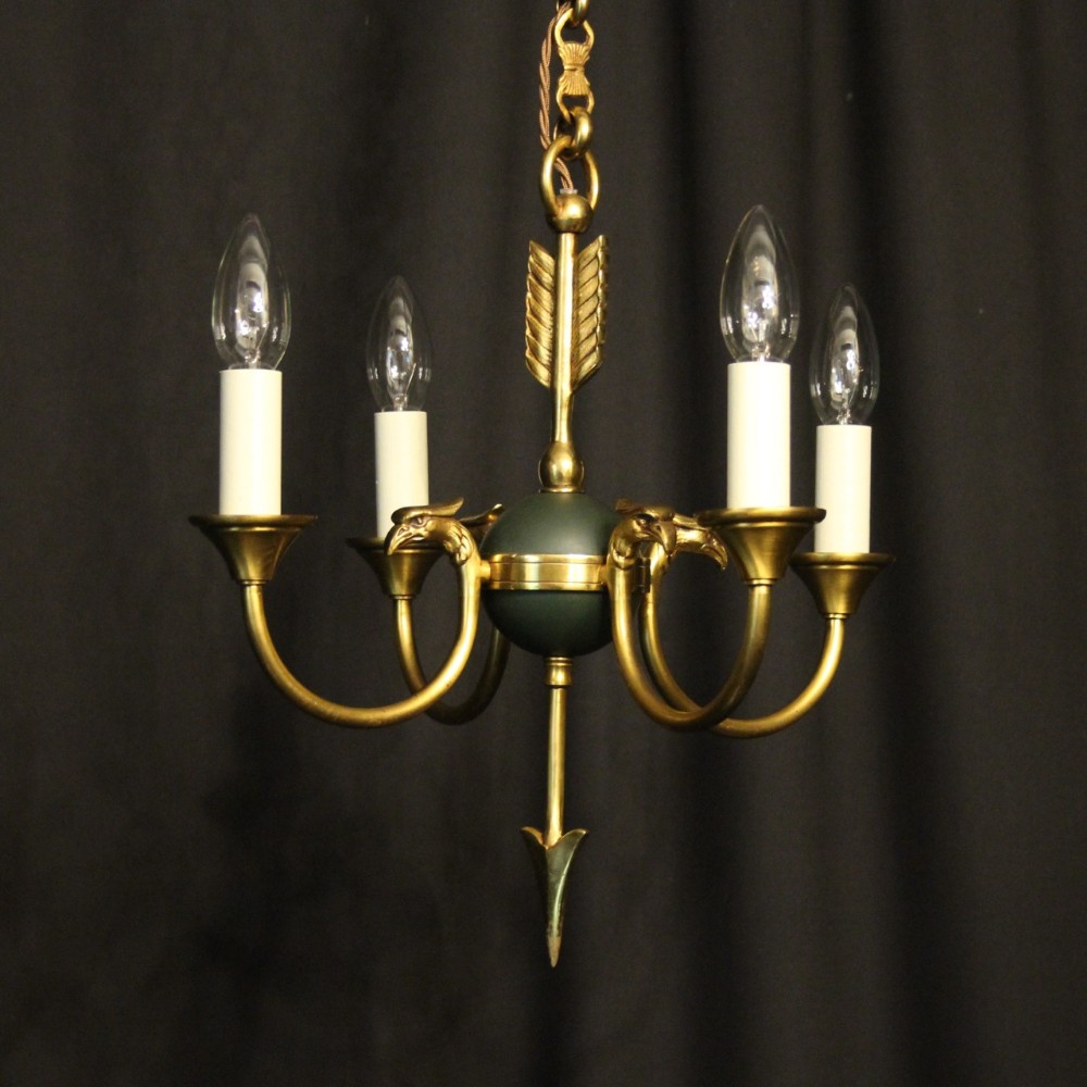 French Gilded Empire 4 Light Antique Chandelier