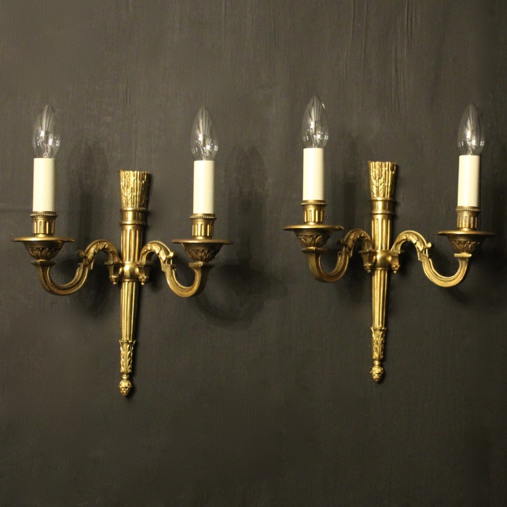 French Pair Of Gilded Bronze Antique Wall Lights