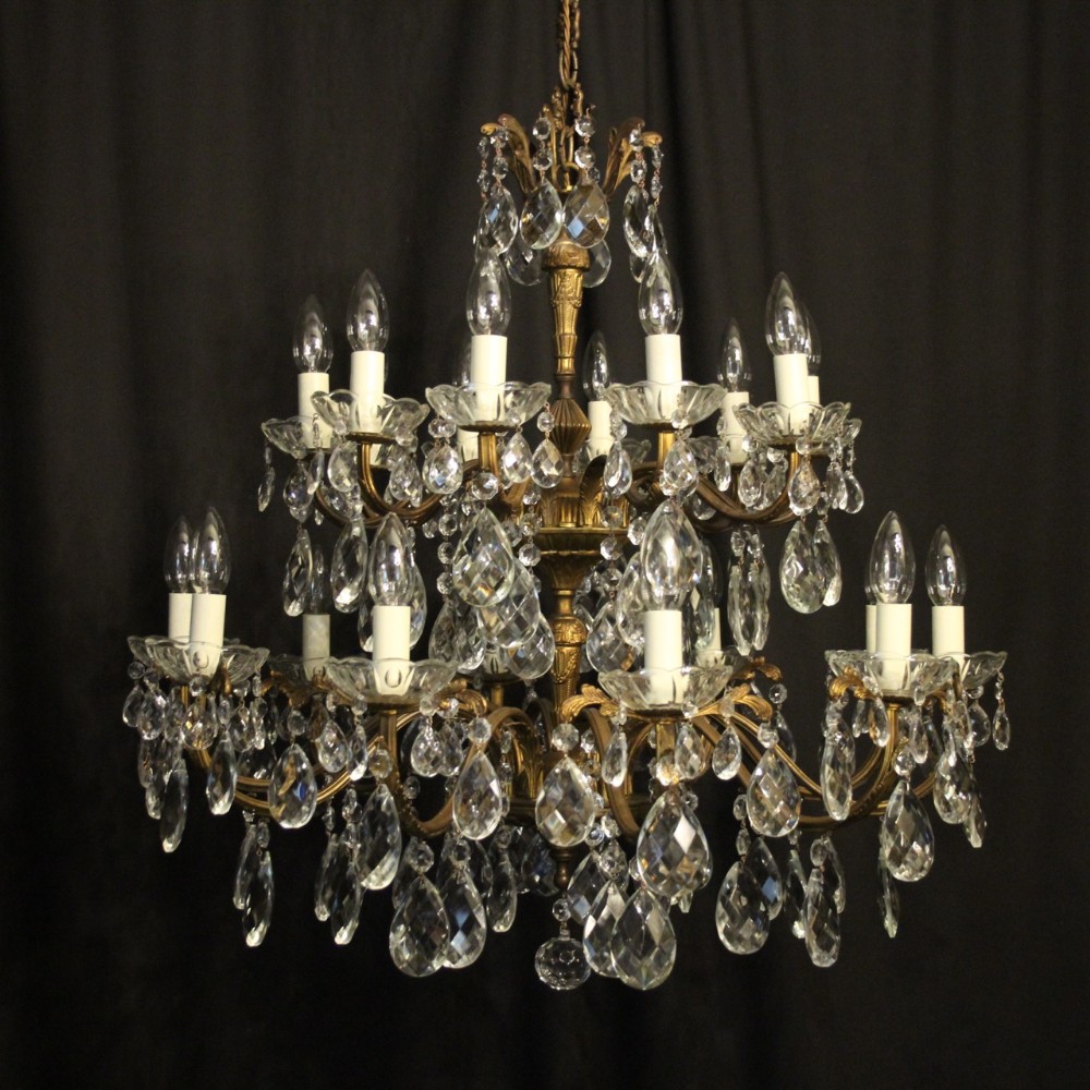 Italian Gilded 20 Light Double Tiered Antique Chandelier
