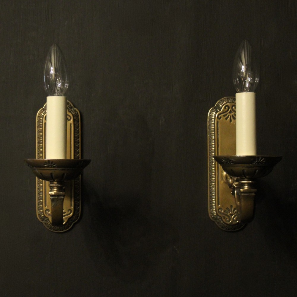 French Pair Of Brass Single Arm Wall Lights