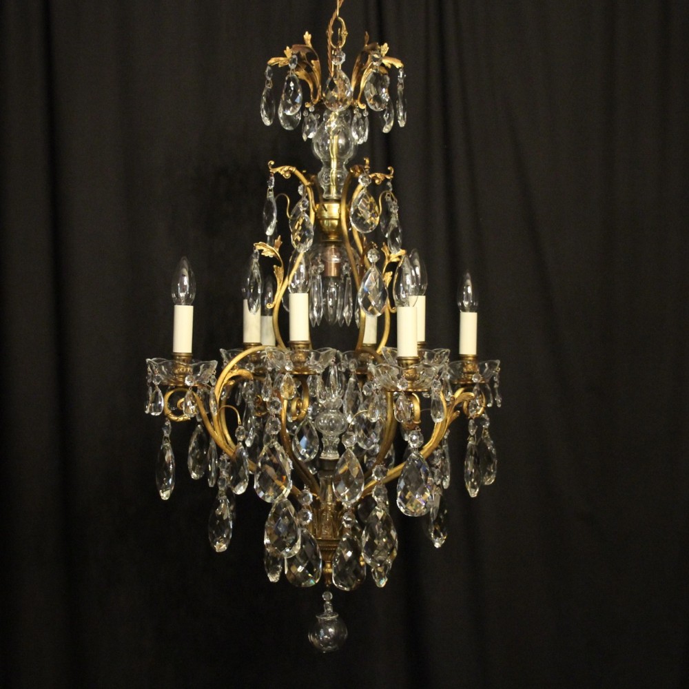 French Gilded Birdcage 9 Light Antique Chandelier