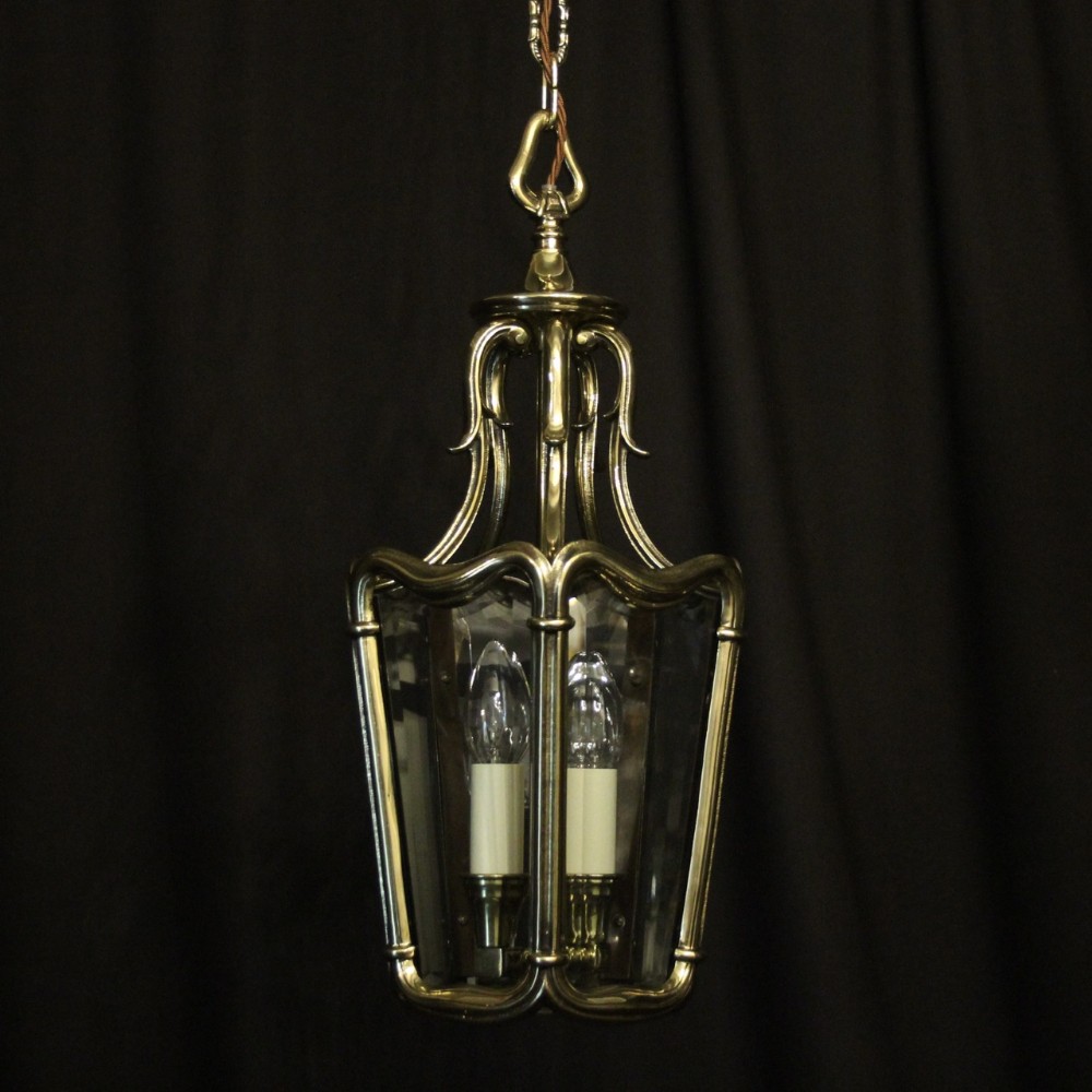 French Twin Light Brass Antique Hall Lantern