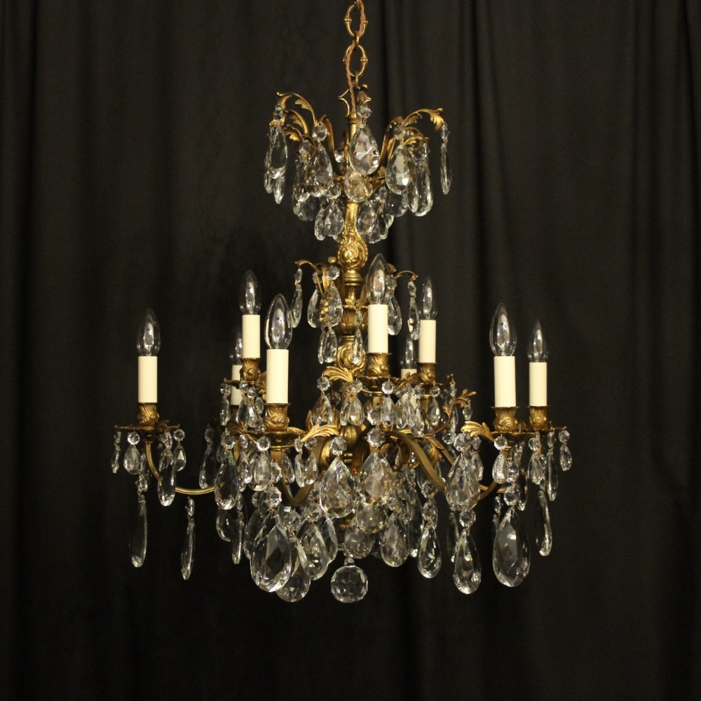Italian Gilded Bronze 12 Light Antique Chandelier