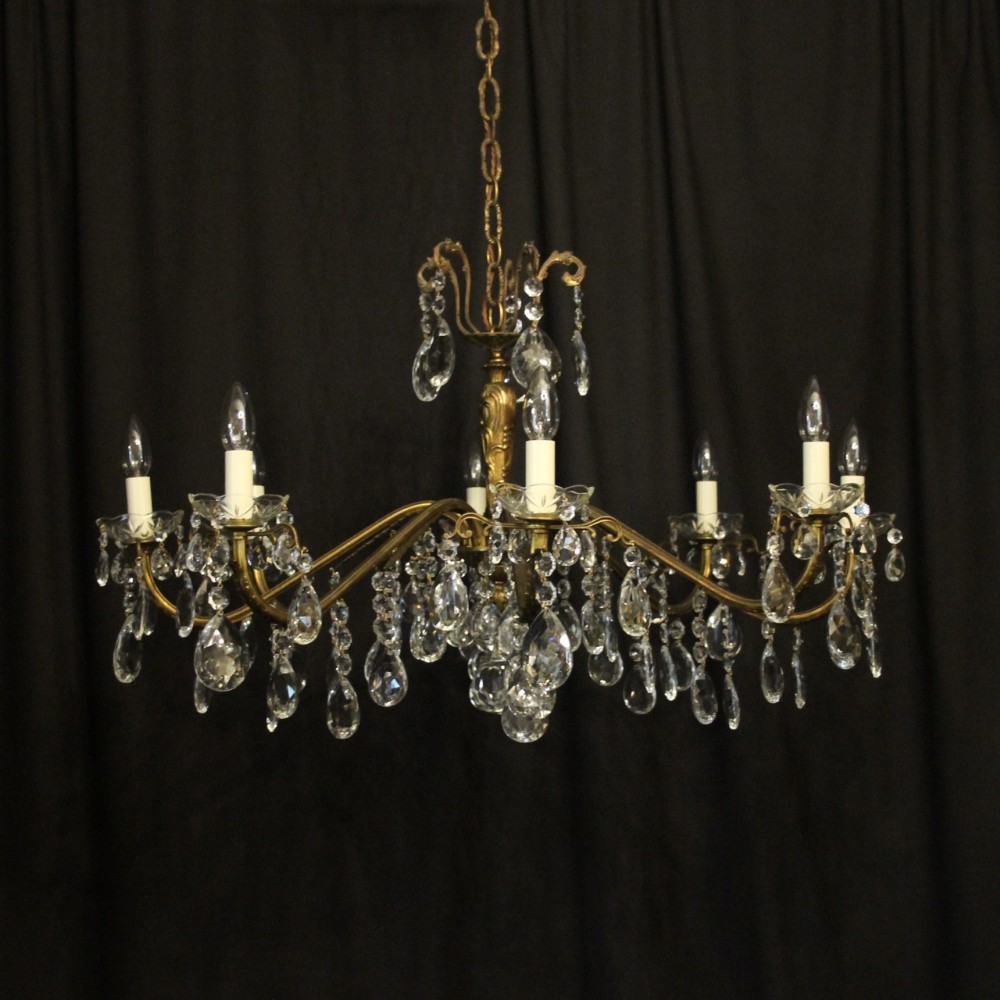 Italian Gilded & Crystal 8 Light Antique Chandelier