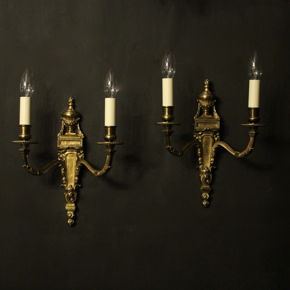 French Pair Of Gilded Bronze Antique Wall Lights