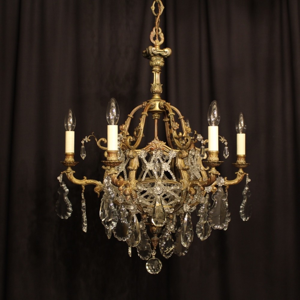 French Bronze 7 Light Antique Chandelier