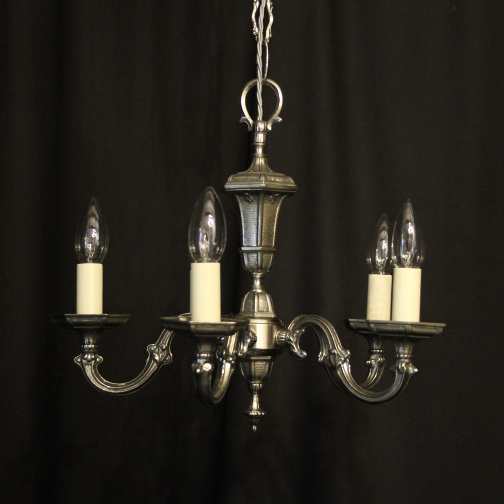 French Silver Gilded 5 Light Chandelier