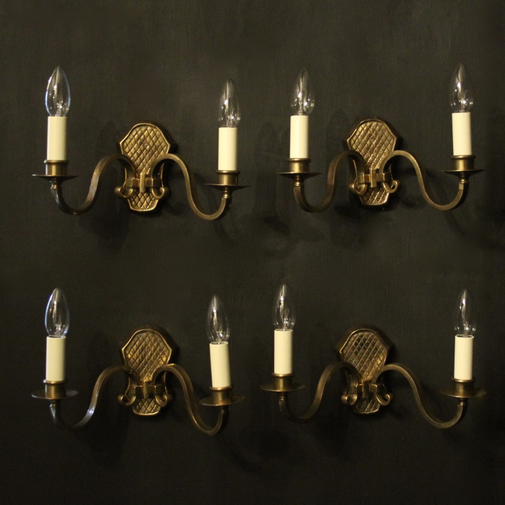 French Set Of 4 Gilded Brass Wall Lights