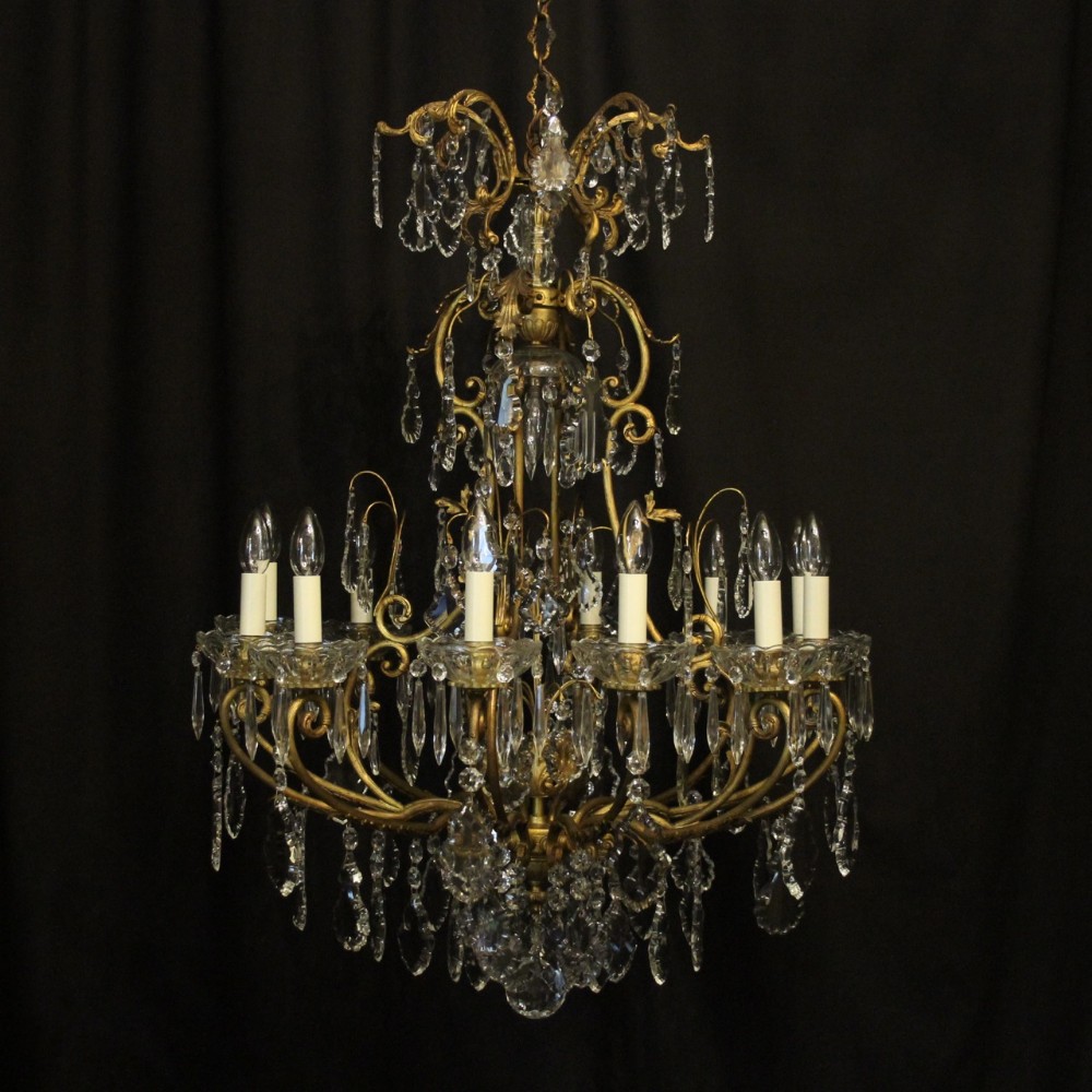 French Gilded Bronze Cage Antique Chandelier