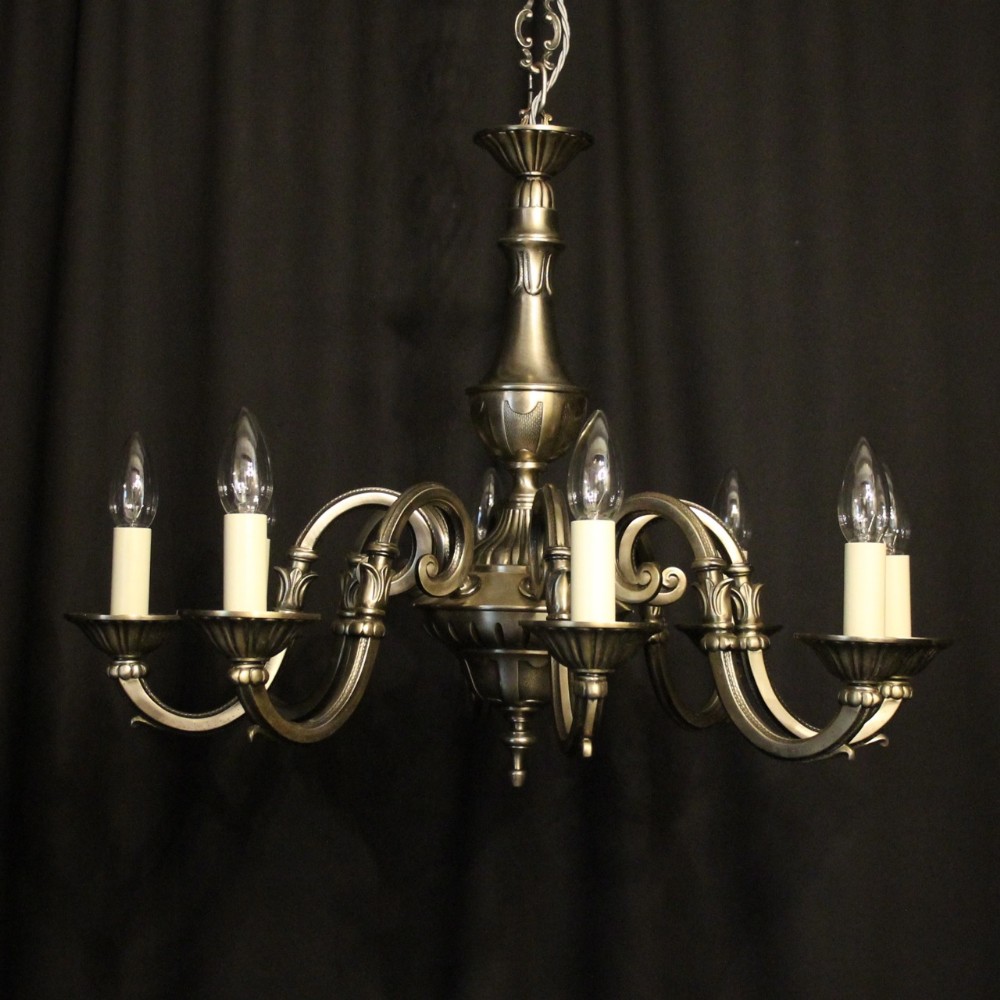 French Silver Gilded 8 Light Chandelier