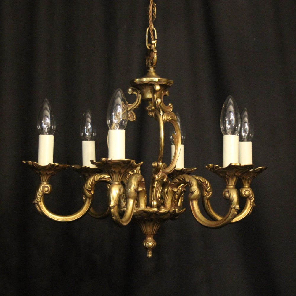 French Gilded Bronze 6 Light Chandelier