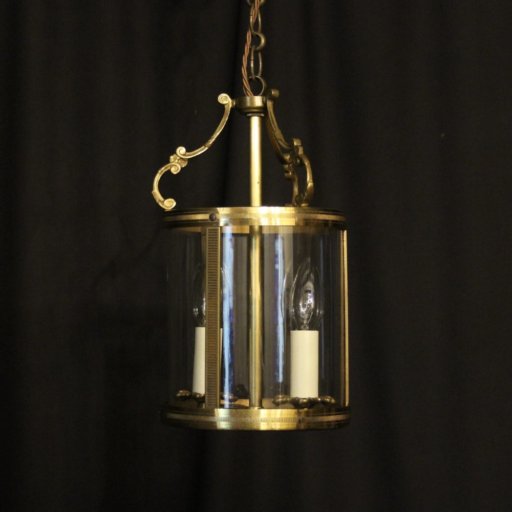 French Gilded Twin Light Convex Antique Lantern