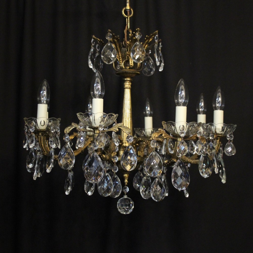 Italian Gilded Brass 8 Light Antique Chandelier
