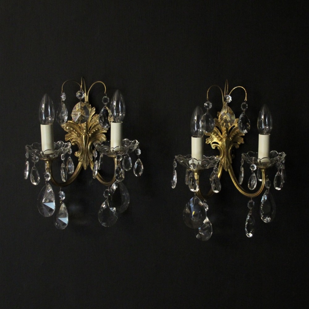 French Pair Of Twin Arm Antique Wall Lights