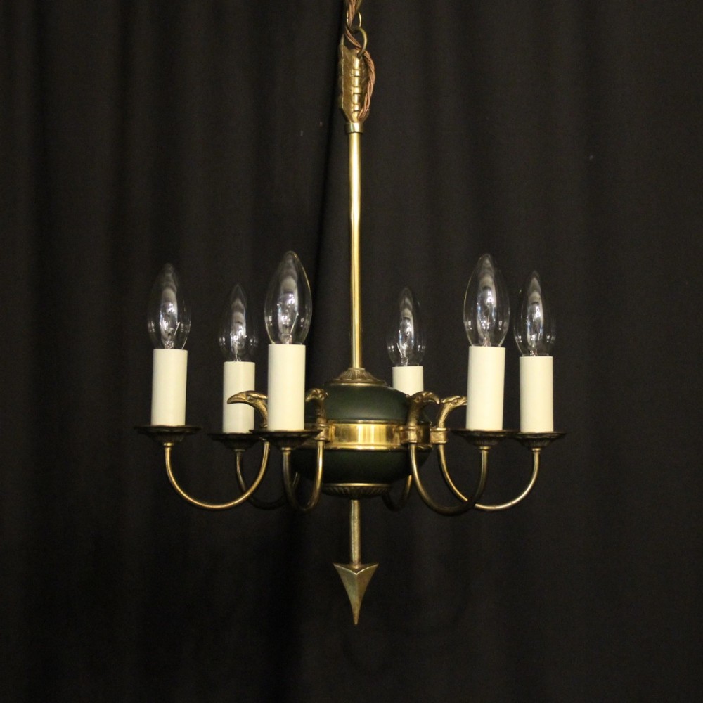 French Gilded Empire 6 Light Chandelier