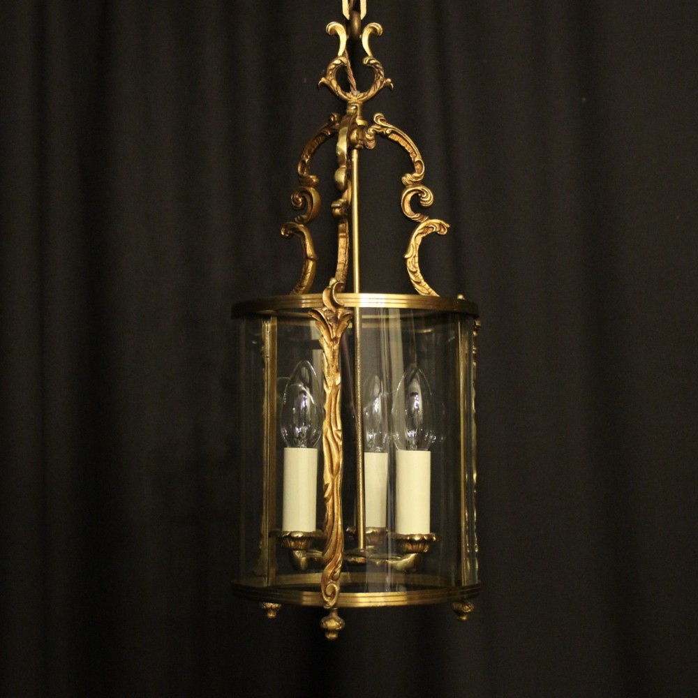 French Gilded Convex Antique Hall Lantern
